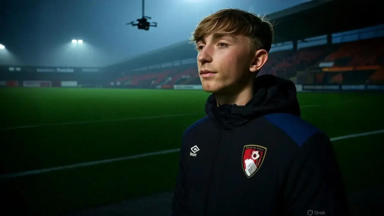 Under drone glare, Huijsen weighs his rise A frozen lens above the pitch captures the invisible weight of scrutiny and silent expectation.