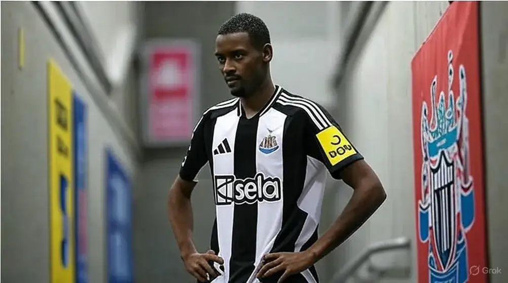 Alexander Isak A worn boot held mid-tunnel reveals the tension between loyalty and next-step ambition.