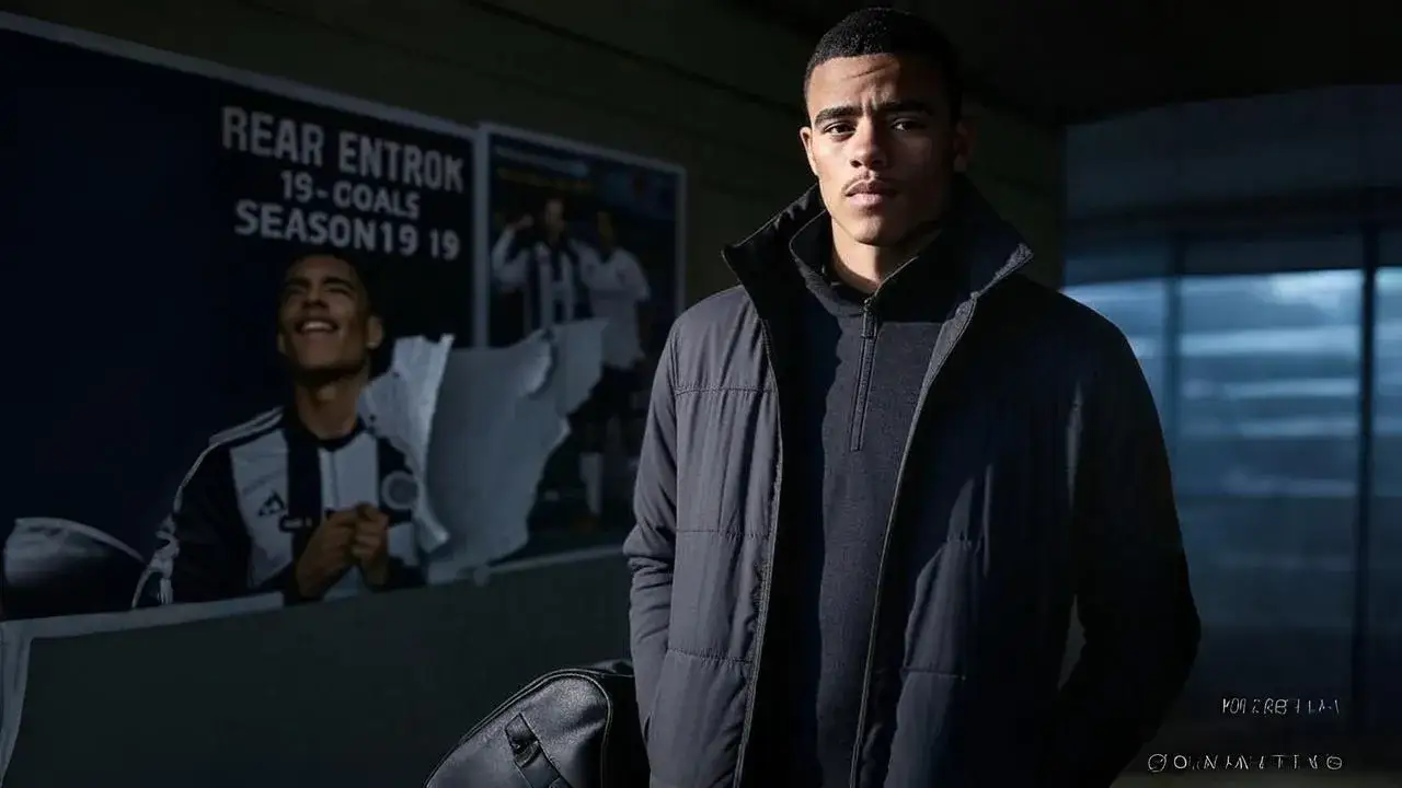Greenwood stands between acclaim and reckoning A torn poster behind 19 goals — the visual dissonance between performance metrics and reputational gravity.