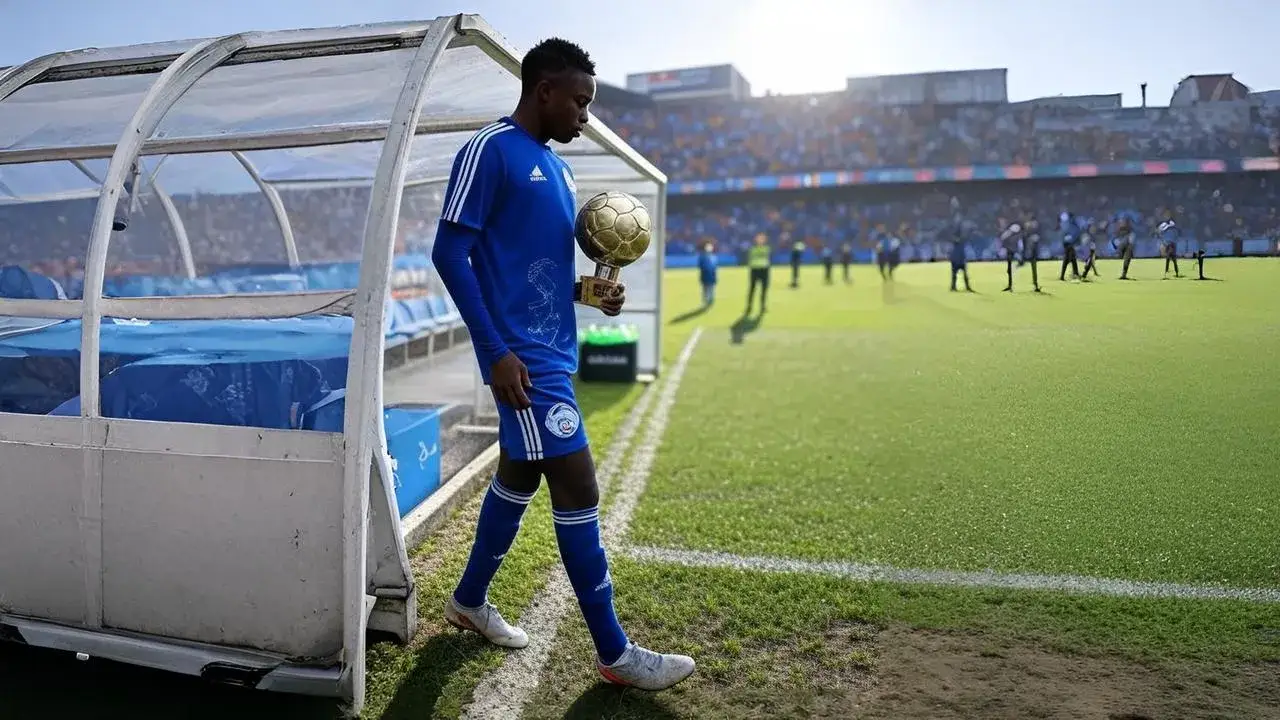 Amougou’s Trophy Finds New Ground A rain-specked Bronze Ball tucked beneath his arm reflects Amougou’s quiet step from promise into purpose.