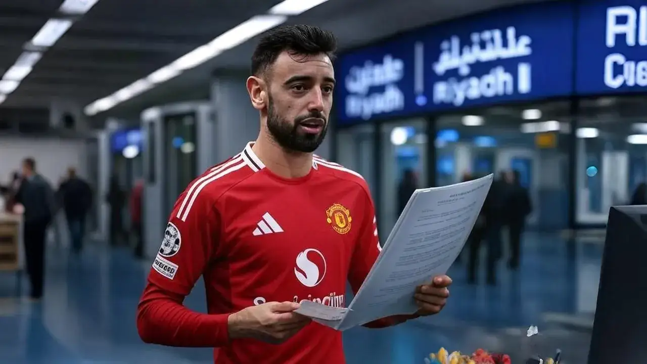 Bruno Fernandes weighs Riyadh exit A worn contract folder in hand, Fernandes becomes the symbol of a club caught between legacy and economic surrender.