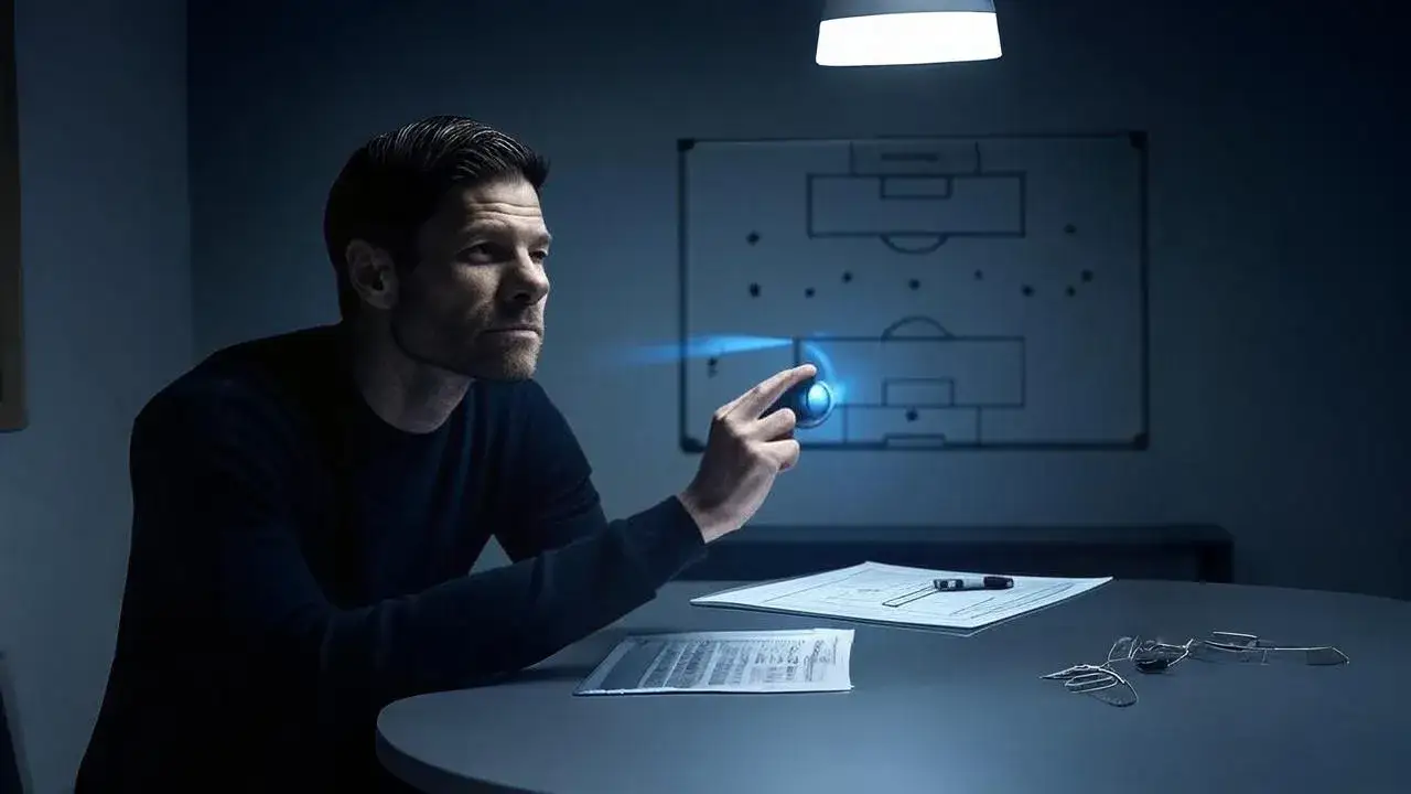 Alonso rewrites Madrid’s tactical identity A blurred whiteboard split by systems captures Alonso’s pivot from personal legacy to institutional adaptation.