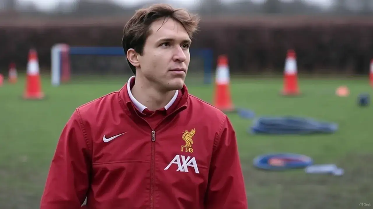 Chiesa frozen on the fringe A muddied rehab band beneath an empty pitch frames Chiesa’s struggle to belong in a system that never fit.