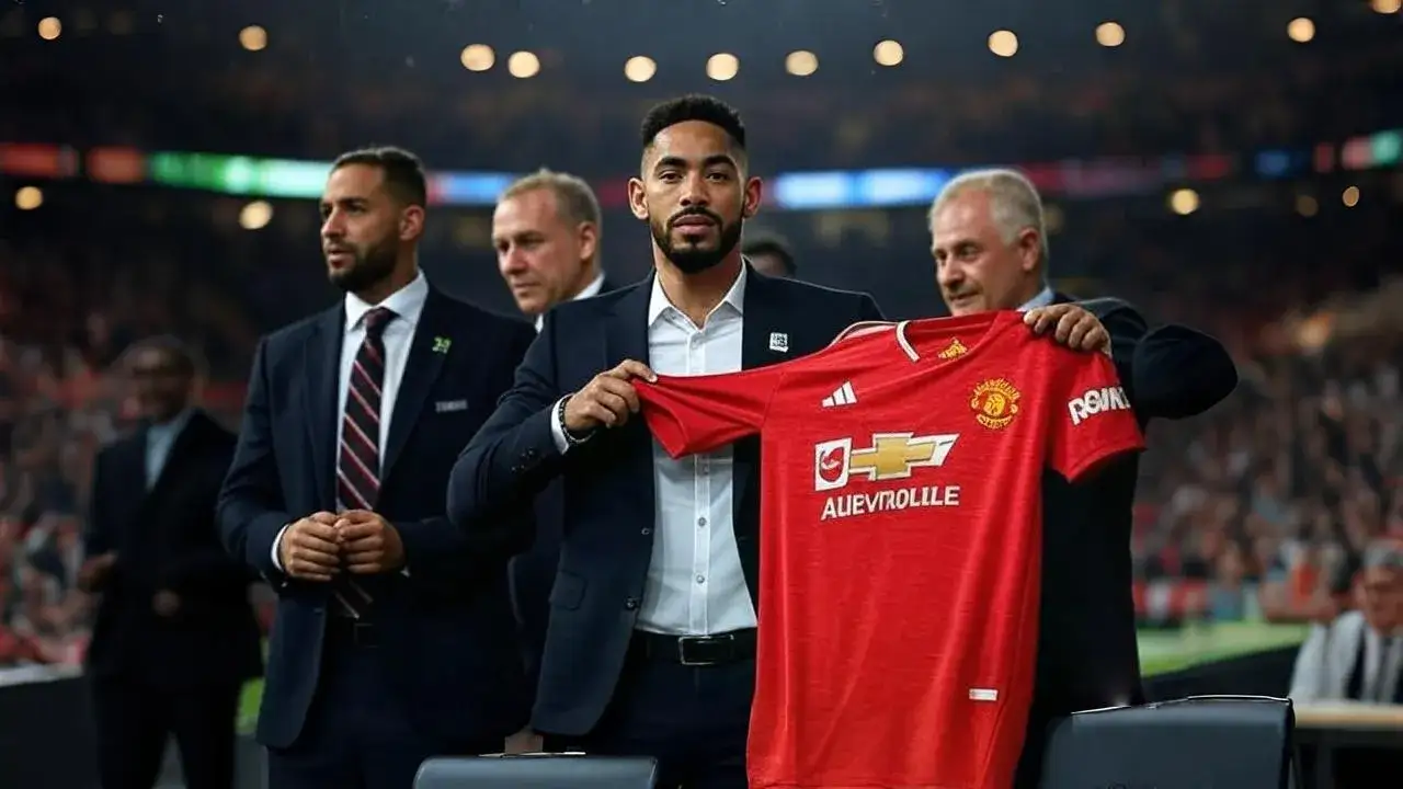 Cunha’s Dream Realised in Old Trafford Shadows A frayed flag beneath his collar becomes the silent witness to a lifelong promise finally fulfilled.