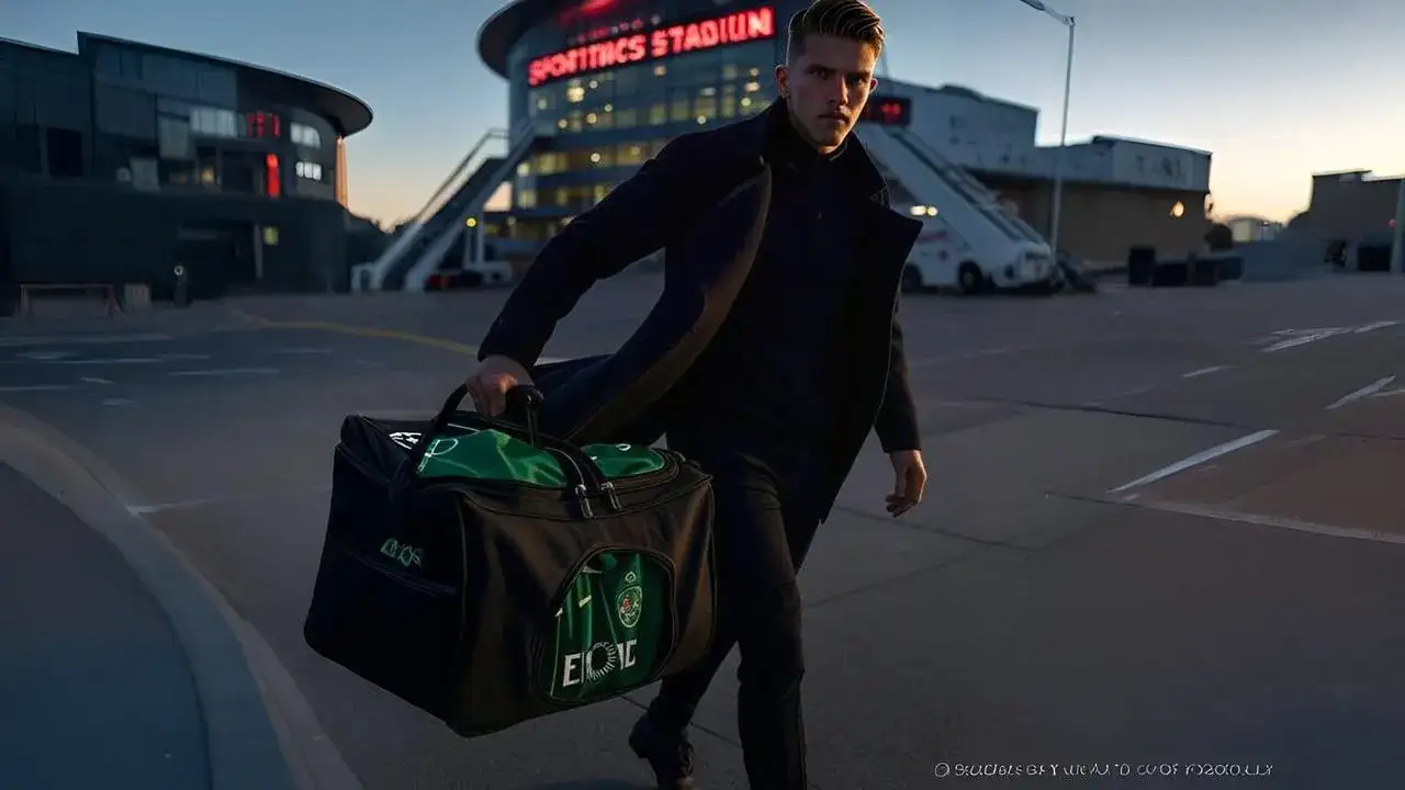 Gyökeres boards future as past lingers A half-zipped jersey abandoned at his feet becomes the quiet witness to Gyökeres' irreversible move to Arsenal.