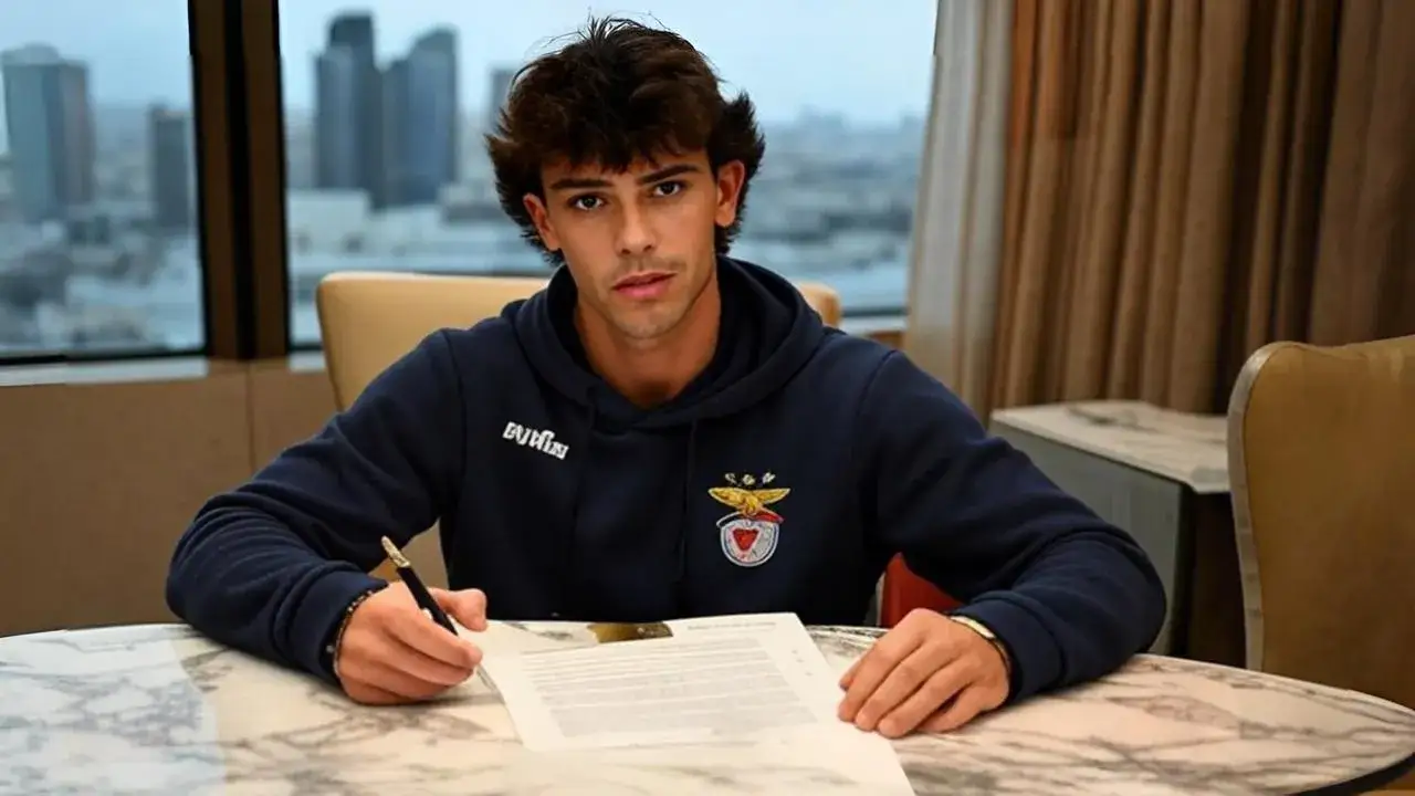 Félix pauses as pen meets paper A pen held mid-air reflects the instant where history and ambition collide in silence.