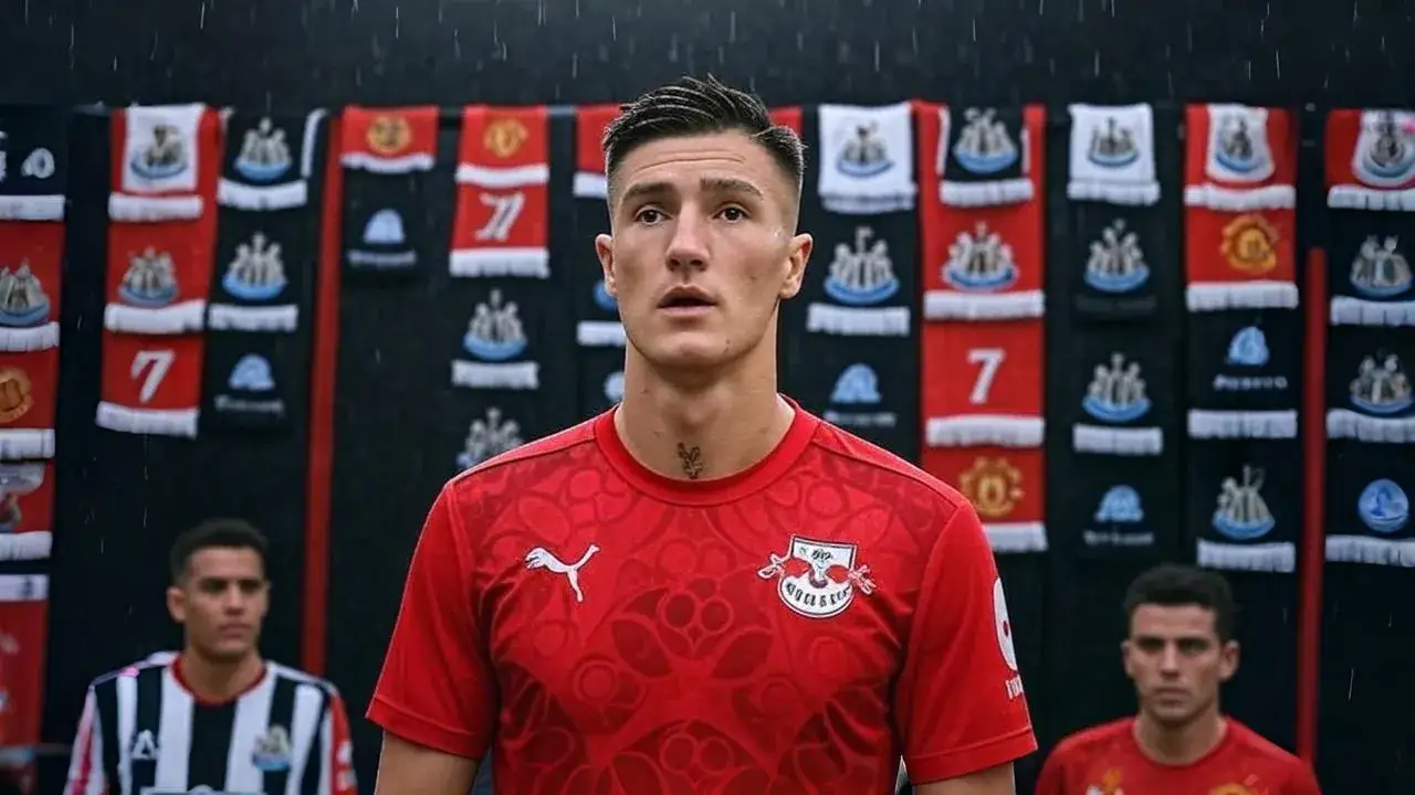 Newcastle’s €90M gamble hinges on Šeško  smudged offer letter on a dark table becomes the symbol of Newcastle’s push for a new strike era.