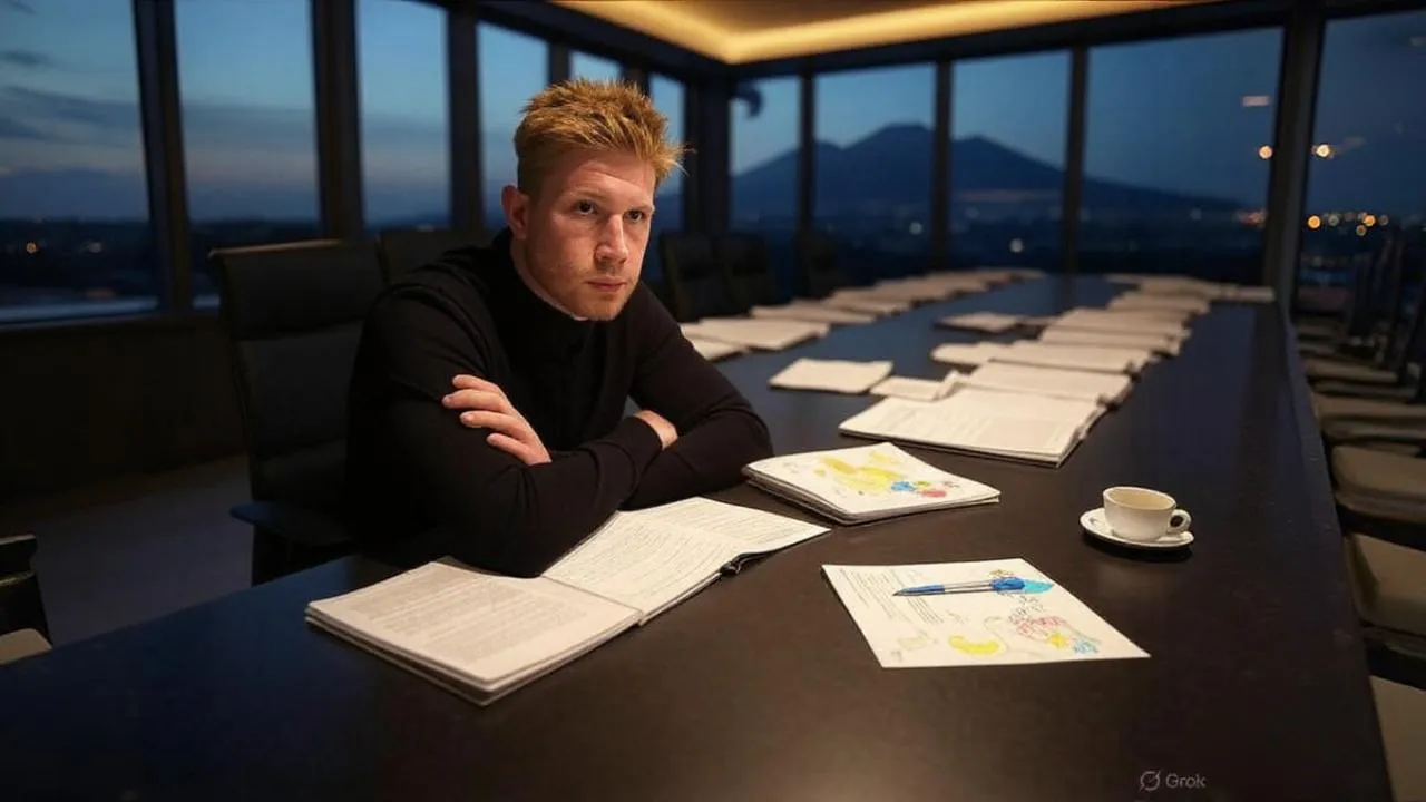  A child’s drawing beside De Bruyne’s contract folder reveals the personal weight behind a legacy-defining decision.