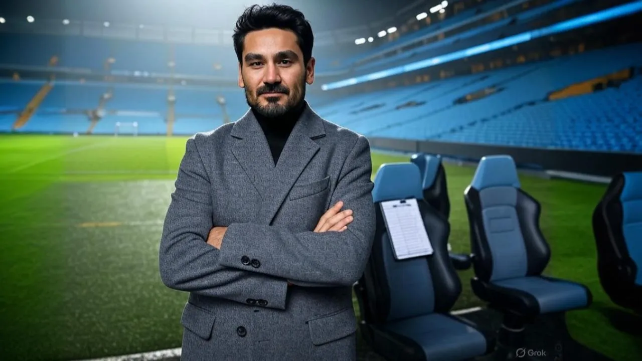 No description A closed clipboard on the bench echoes Gündoğan’s unspoken future — coaching beckons, but not yet.