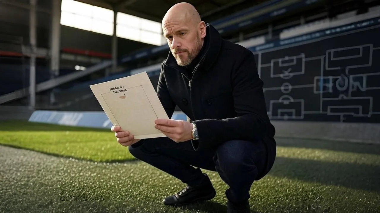 A torn “Phase II” folder and half-erased tactics board frame Ten Hag not as a builder — but a steward.