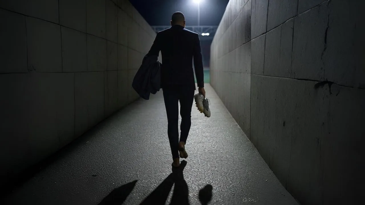  A pair of worn boots and empty corridor trace the final steps of Leverkusen’s silent general.