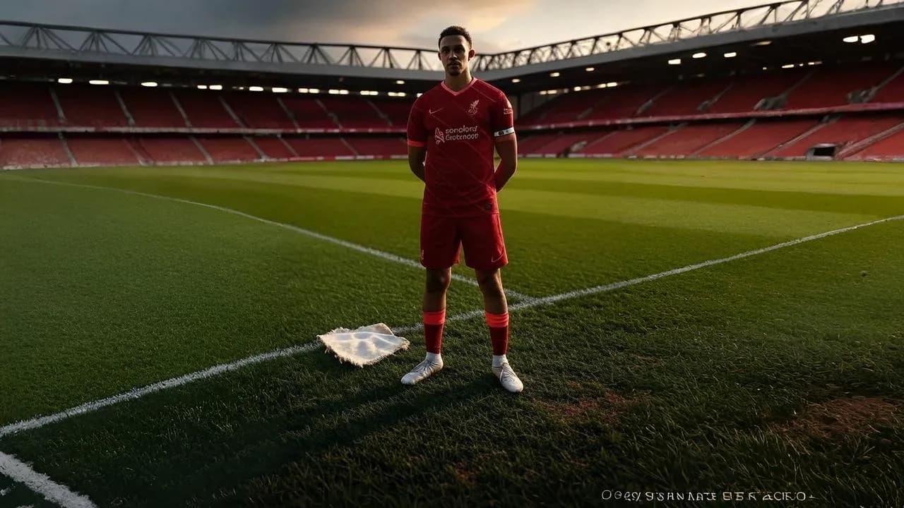 A discarded captain’s armband embodies Alexander-Arnold’s emotional departure, symbolizing Liverpool’s heartfelt loss.
