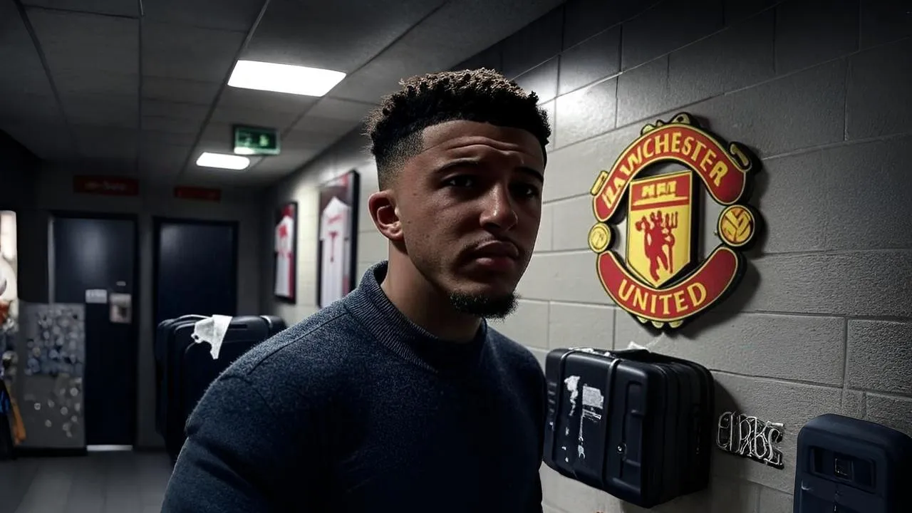 A torn tag and miscast shadow reflect Sancho’s uneasy return to a club that no longer fits.