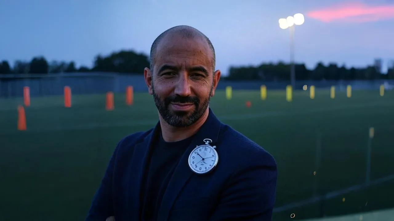 A stopped stopwatch in Amorim’s grip frames his defiance of delayed ambition at United.
