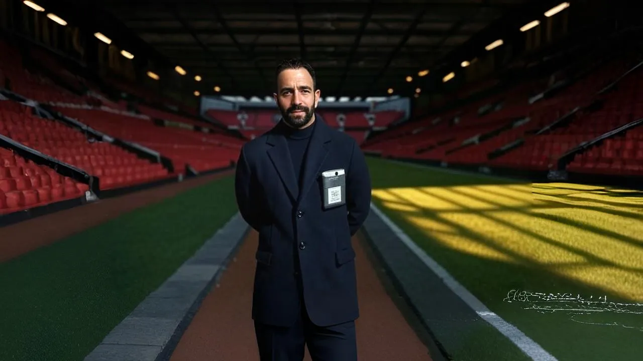 A folded fixture list in his pocket frames the silent tension before Amorim’s managerial debut.