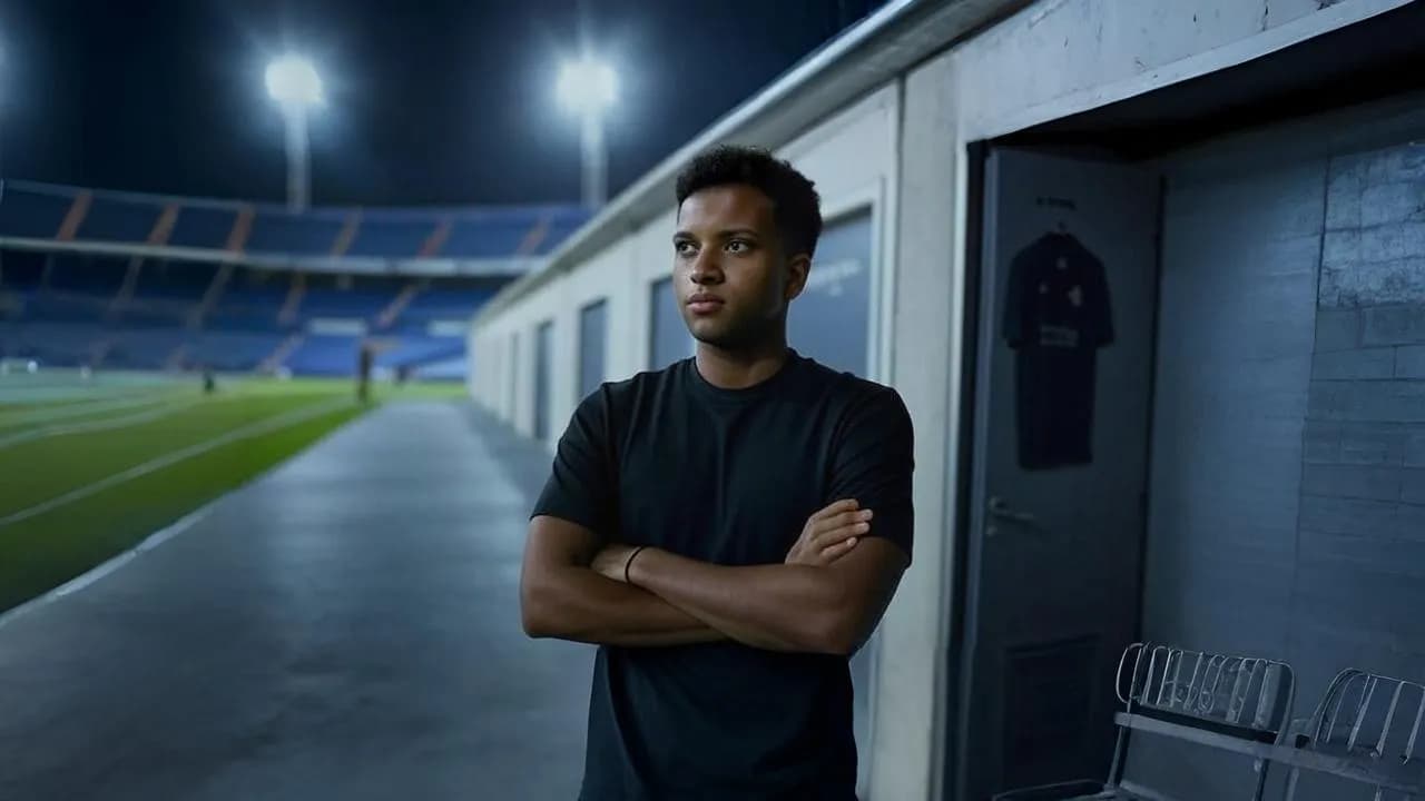 A half-zipped kit bag echoes Rodrygo’s limbo — no longer central, yet not officially gone.