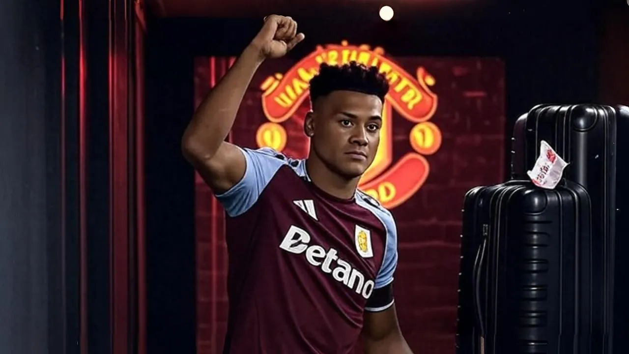  A closed suitcase marked “Manchester” becomes the symbol of a striker’s stalled journey amid transfer gridlock.