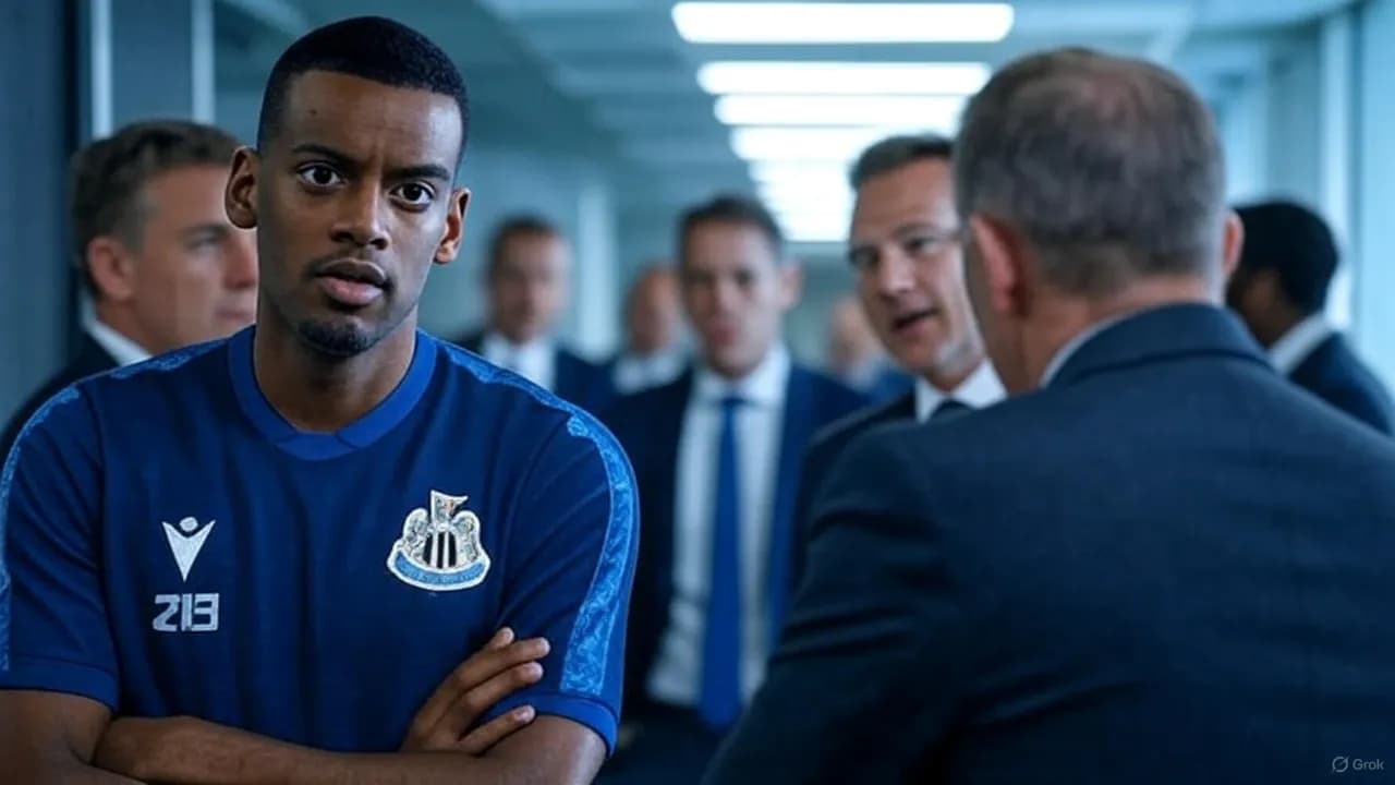 A folded training kit left untouched captures the quiet rupture between a club’s ambition and a striker’s intent.